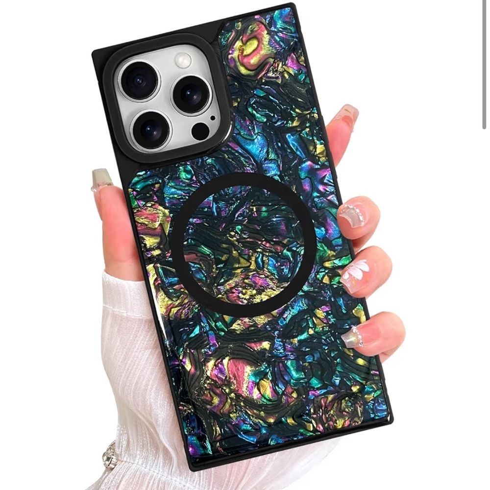 AIGOMARA Opalescent Pearl Case for iPhone 13 Pro Max Magsafe Luxury Sparkle
